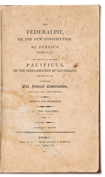 (LAW.) [Alexander Hamilton, et al.] The Federalist, on the New Constitution.